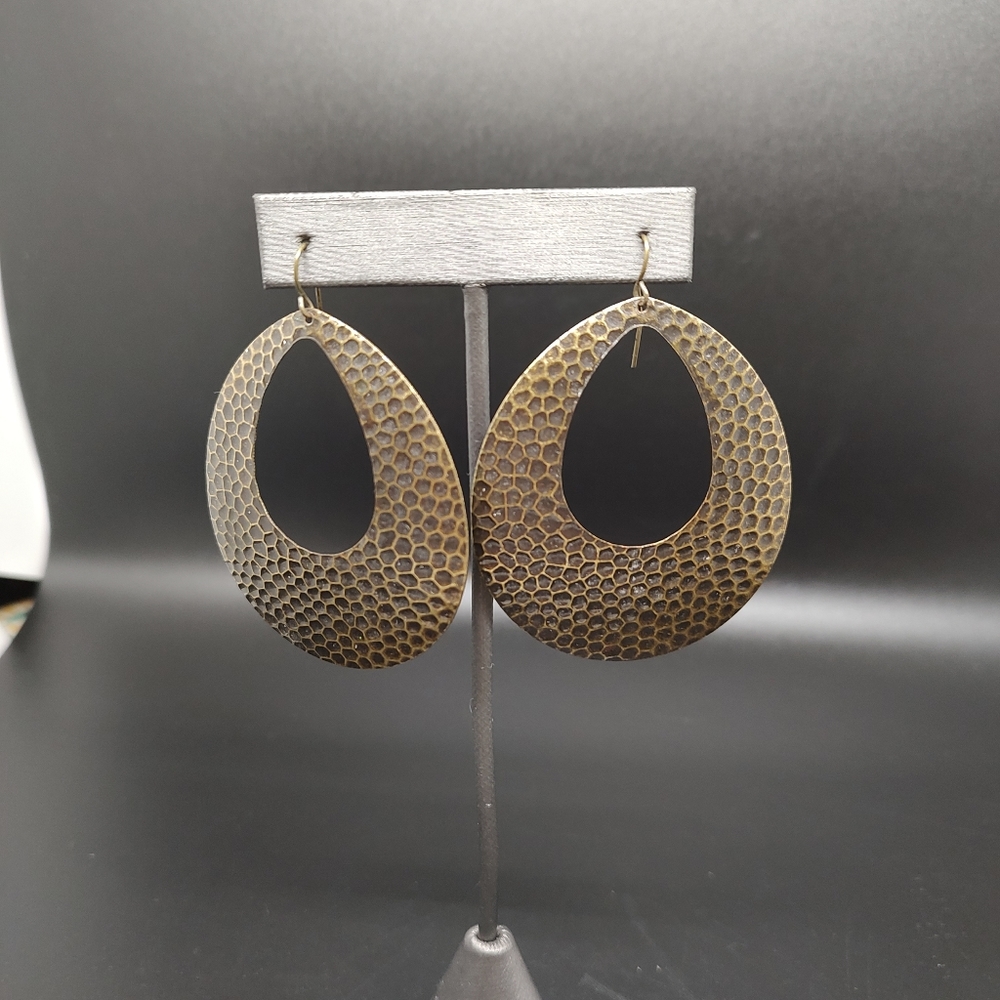 Large bronze colored statement dangle earrings